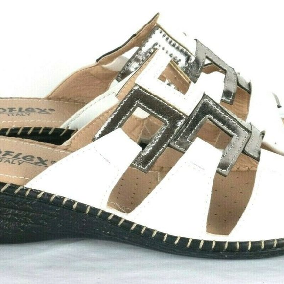 Soflex Italy Comfort Ortho White Leather Sandals - Picture 2 of 10